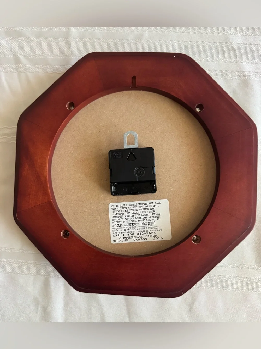 The Chicago Lighthouse Mahogany Octagon Quiet Wall Clock 12 inch